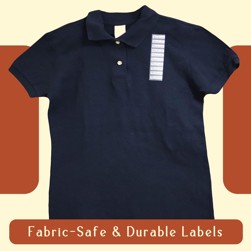 InStockLabels.com Medium Clothing Labels â€“ Clear Size Strip Stickers with Black Text, 1.25 x 5 Inch Adhesive Labels, 125 Total Stickers for Retail Apparel, Clothing Organization, and Inventory â€“ Made in The USA - Image 3